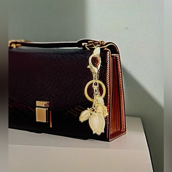 Gold Tulip Bag Charm Keychain Flower Key Chain with Key Rings for Purse Handbags - Picture 1 of 7
